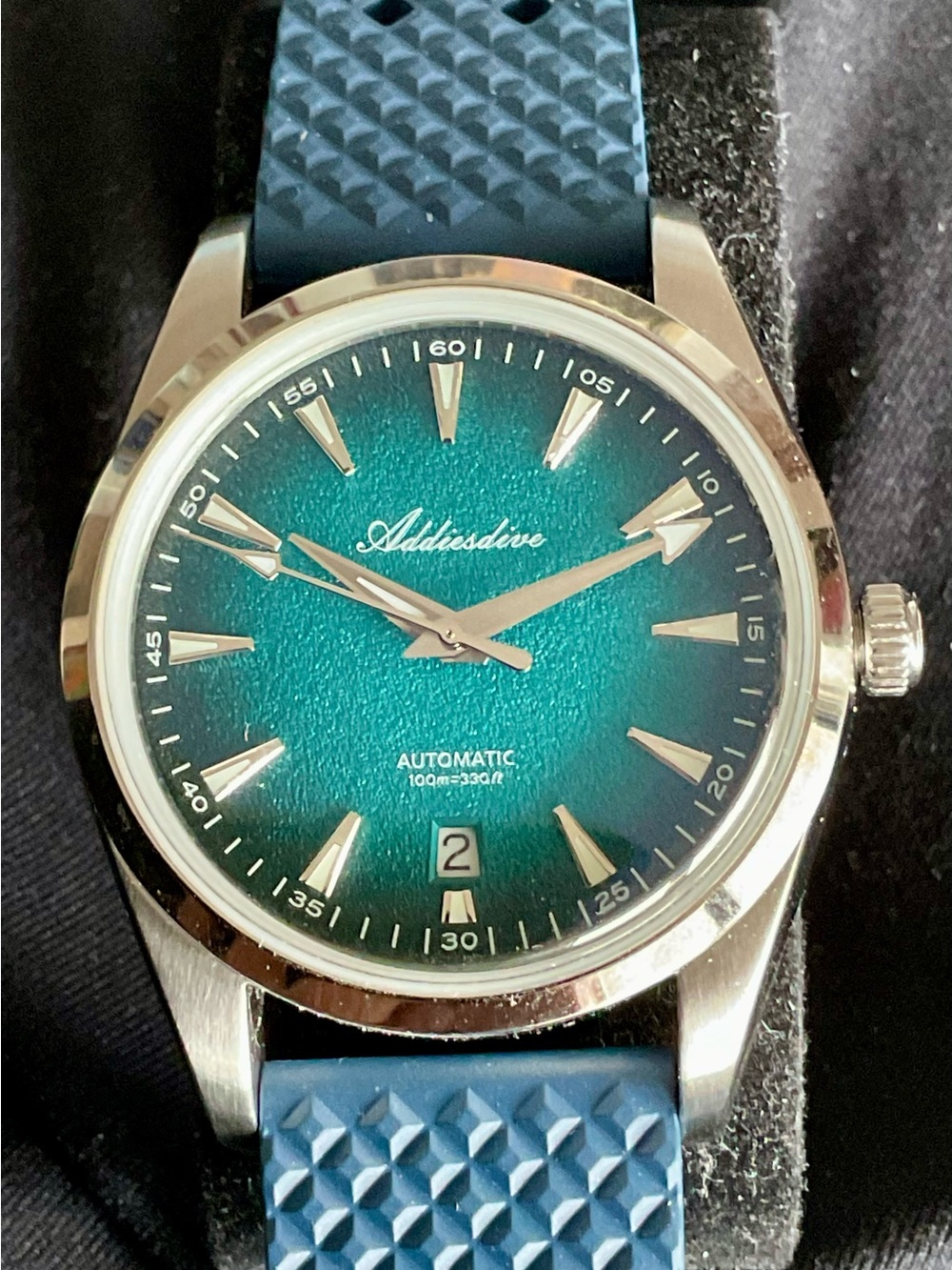 Full Set NIB Automatic Addiesdive Watch Textured Radiant Teal Dial - Picture 7 of 16